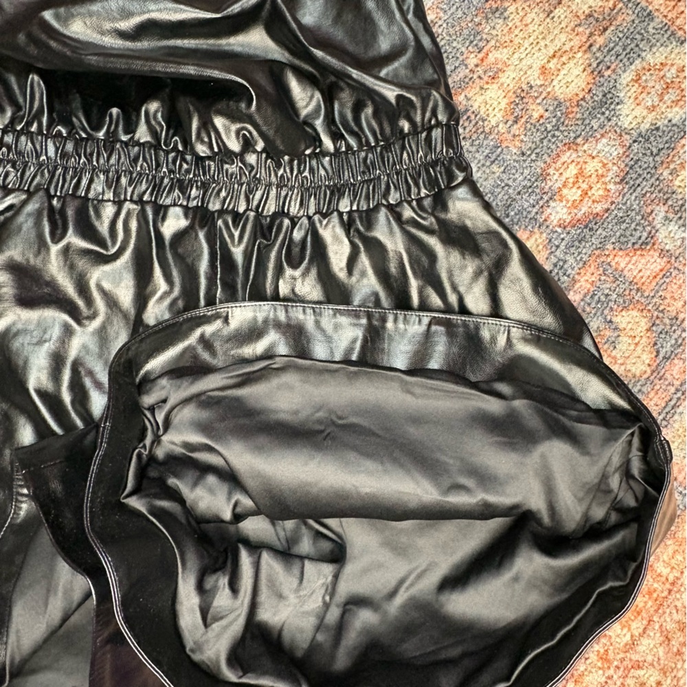 Lovers and Friends REVOLE Black Faux Leather Sleek One Shoulder Romper NWT - Picture 12 of 16